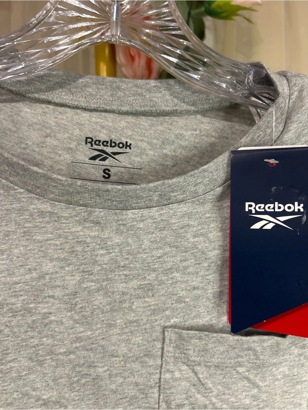 Reebok Identity Small Logo Pocket Tee Gray Heather Short Sleeve T-Shirt